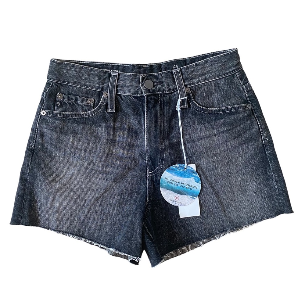 NWT AG Adriano Goldschmied Alexxis Raw Cut Charcoal Gray Jean Denim Shorts 26
